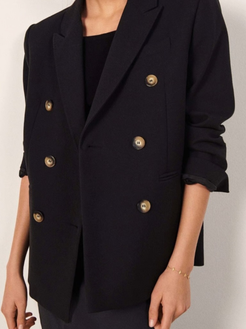 ba&sh CESAR Double-Breasted Black Tailored Cotton Blazer Size XS NWOT